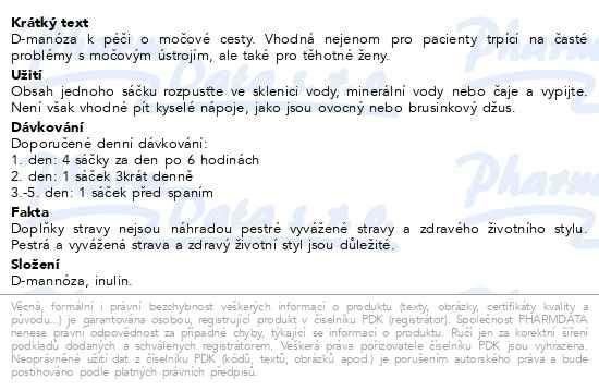 Příbalový leták - Blokurima 2g D-manózy sáčky 10x4g