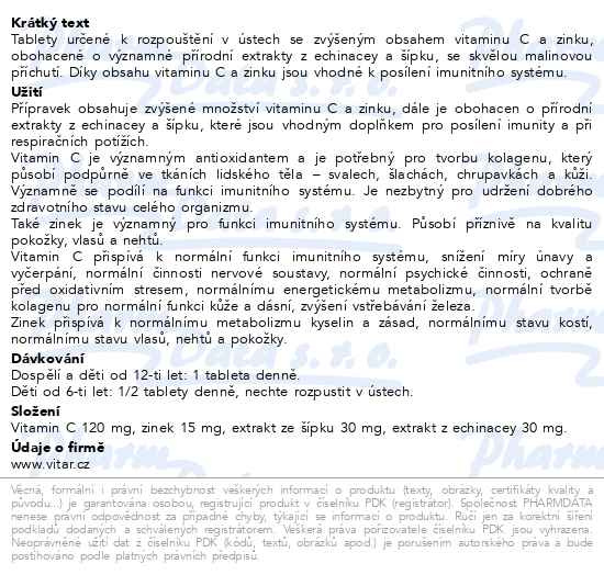 Příbalový leták - Vitar Vitamin C+zinek+echinacea+šípek 45 tablet