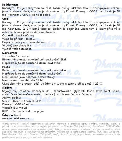 Příbalový leták - Koenzym Q10 forte 60mg tob.60+15 Moje lékárna
