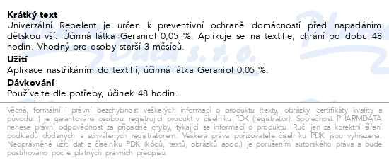 Příbalový leták - Parasidose Insekticidni sprej do domácnosti 250ml