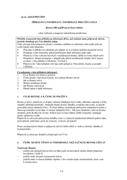 Příbalový leták (SUKL) - Rennie 24 žvýkacích tablet