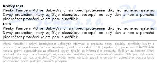 Příbalový leták - Pampers Active Baby vel. 4 Maxi (180 ks)