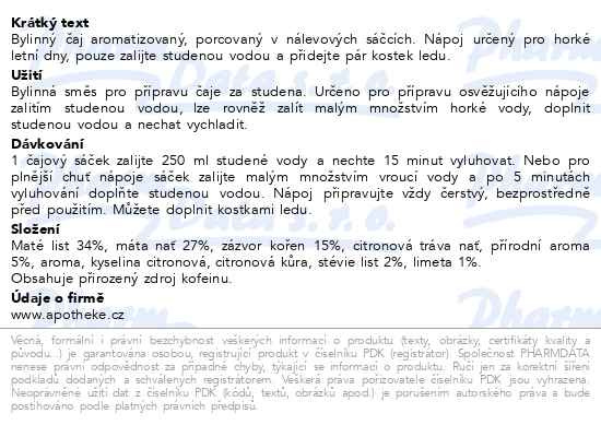 Příbalový leták - Apotheke Premier COOLtea mojito čaj 20x2g