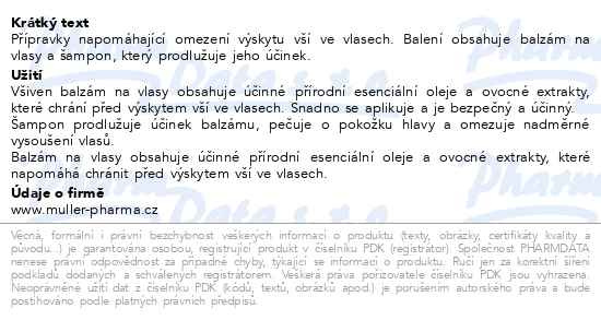 Příbalový leták - Všiven balzám na vlasy a šamp.120+150ml Dr.Müller