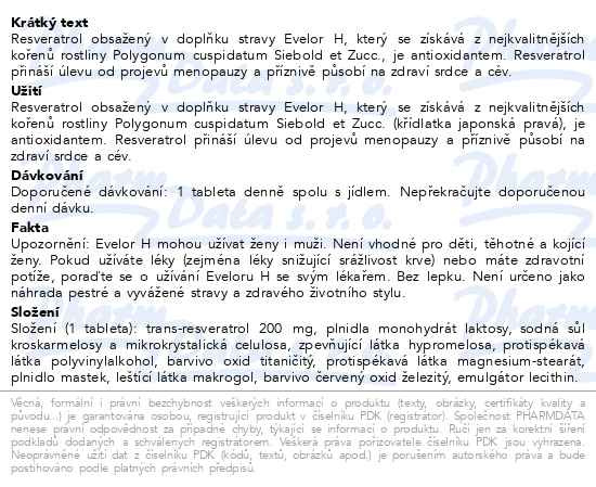 Příbalový leták - Evelor H tbl.30