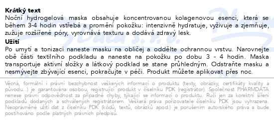 Příbalový leták - Biodance látková kolagenová pleťová maska 34g