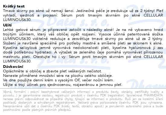 Příbalový leták - NIVEA Sérum proti tmavým skvrnám po akné Luminous630® 30ml