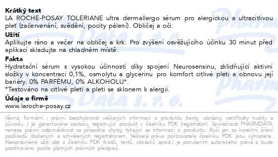 Příbalový leták - LA ROCHE-POSAY TOLERIANE dermallergo sérum 30ml