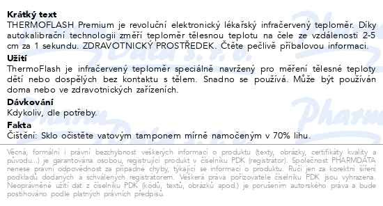 Příbalový leták - ThermoFlash Premium teploměr lékařský bezkontaktní