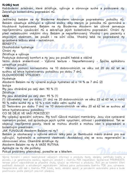 Příbalový leták - BIODERMA Atoderm balzám na rty 15ml