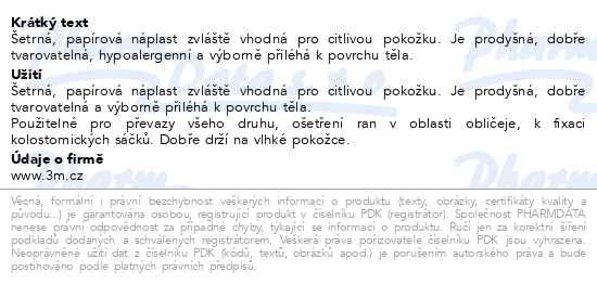 Příbalový leták - 3M Micropore papírová náplast bílá 1.25mx9.1m 24ks