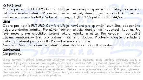 Příbalový leták - 3M FUTURO™ Bandáž hlezenního kloubu comfort 76583, L (38.1 - 44.5 cm)