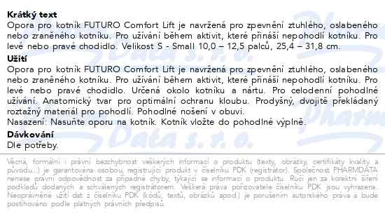 Příbalový leták - 3M FUTURO™ Bandáž hlezenního kloubu comfort 76581, S (25.4 - 31.8 cm)