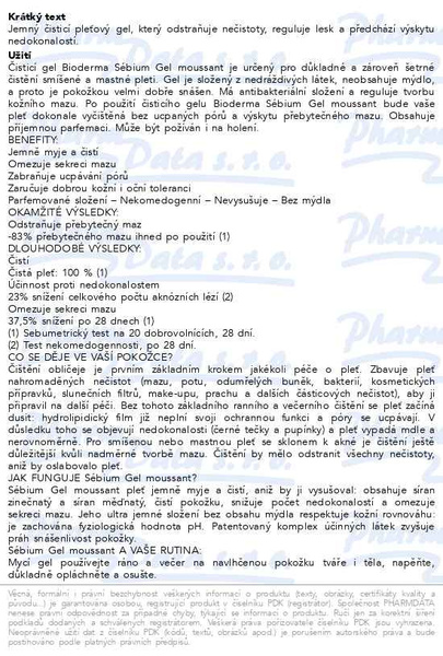 Příbalový leták - BIODERMA Sébium Gel moussant tuba 200ml