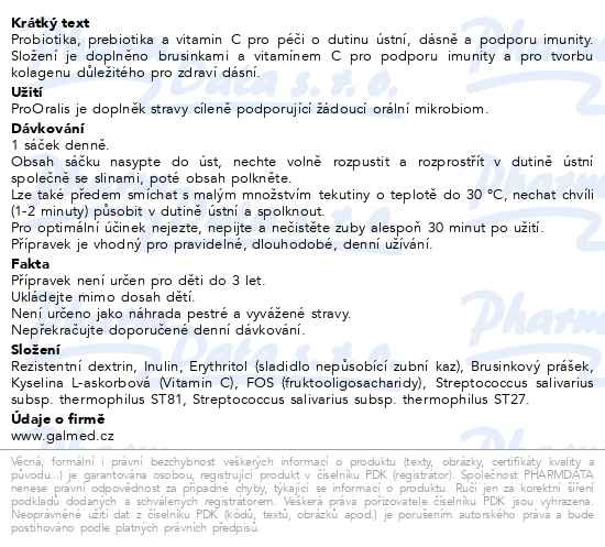 Příbalový leták - ProOralis Galmed 20 sáčků