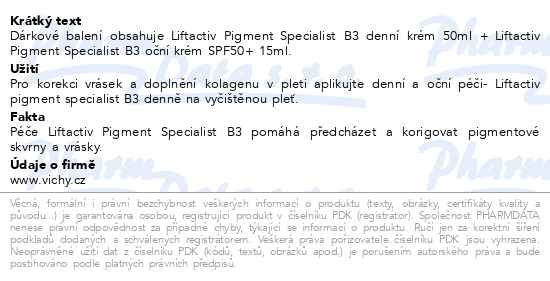 Příbalový leták - VICHY LIFTACTIV Pigment Specialist B3 Vánoce 2025