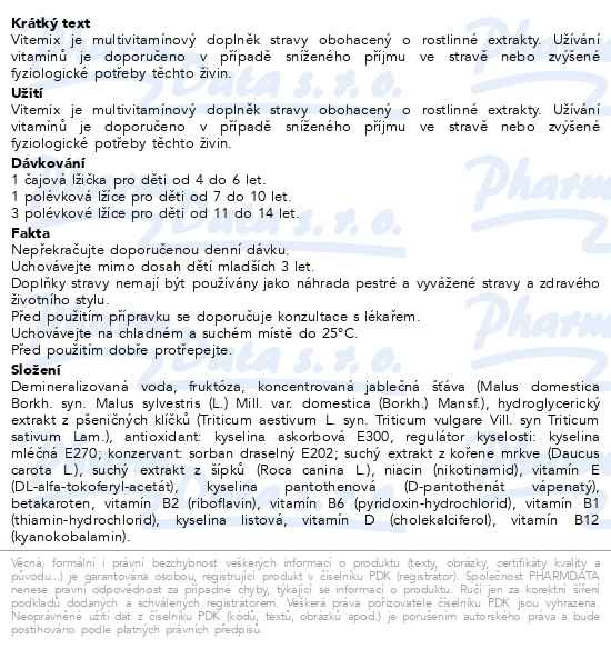Příbalový leták - Vitemix 200ml Pharmalife