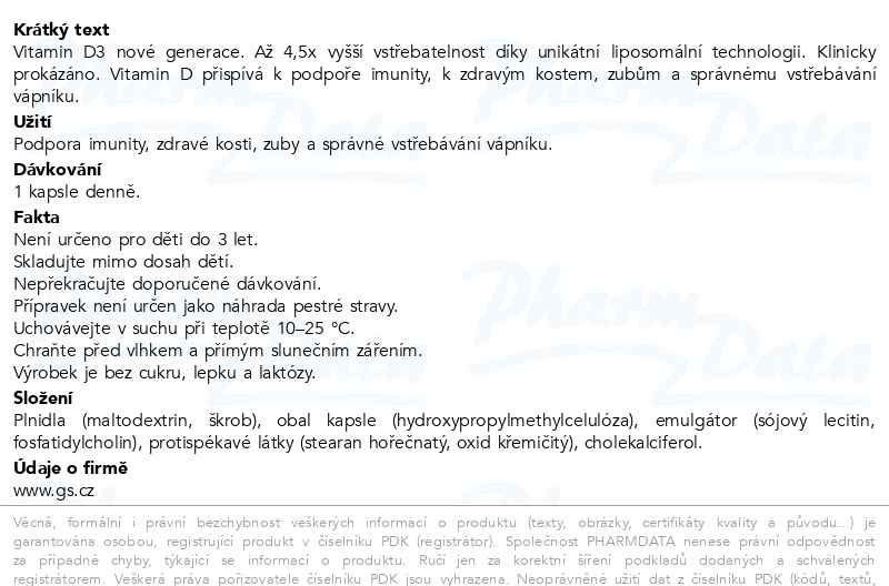 Příbalový leták - GS Vitamin Lipo D3 1000 IU 60 kapslí