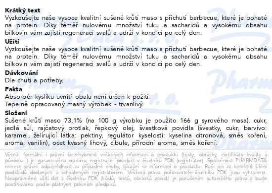 Příbalový leták - Allnature TURKEY BBQ Jerky 100g