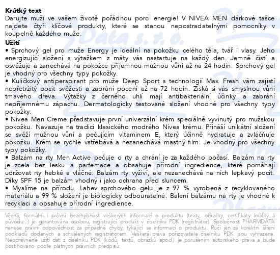 Příbalový leták - Nivea Men Feel Energized Dárková sada