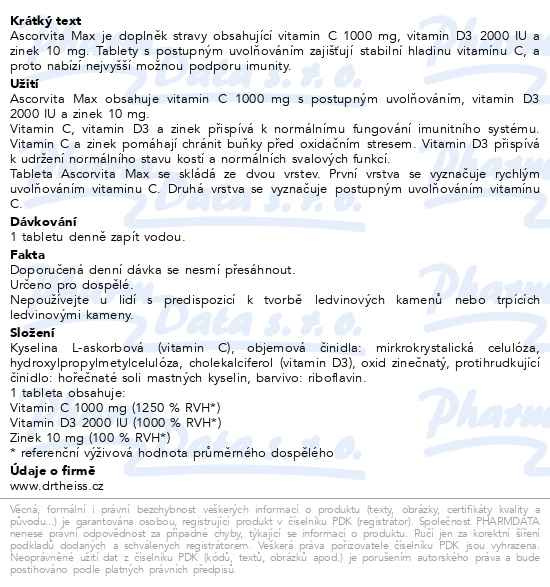 Příbalový leták - Ascorvita MAX 60+30 tablet