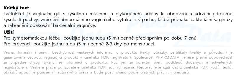 Příbalový leták - LactoFeel vaginální gel 7x5ml II