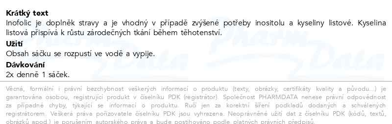 Příbalový leták - Inofolic 20 sáčků