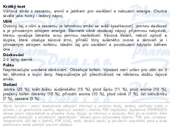 Příbalový leták - LEROS Čajový dýchánek cascara&višeň 20x2g