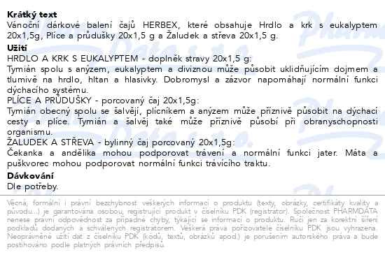 Příbalový leták - HERBEX Šťastné veselé a zdravé 3x20ks