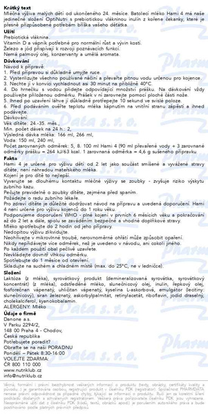 Příbalový leták - Hami 4 batolecí mléko 600g