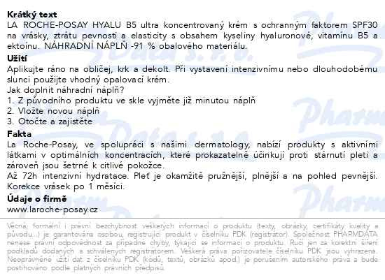 Příbalový leták - LA ROCHE-POSAY HYALU B5 krém SPF30 náplň 50ml