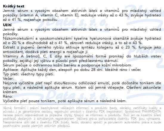 Příbalový leták - RYOR Vitaminové sérum s černým rybízem 15ml