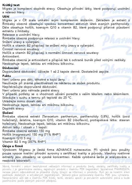 Příbalový leták - ADVANCE Migrax 60 kapslí
