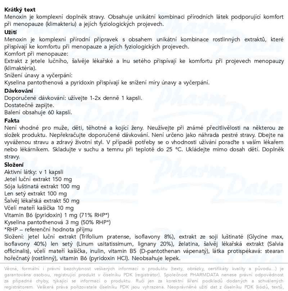 Příbalový leták - ADVANCE Menoxin Menopauza 60 kapslí