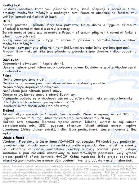 Příbalový leták - ADVANCE Prostalex 60 kapslí