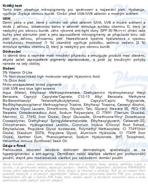 Příbalový leták - DERMEDEN DD Cream Universal Cream Medium SPF50 50ml