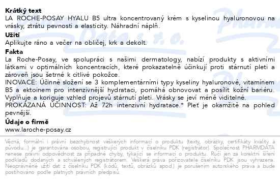 Příbalový leták - LA ROCHE-POSAY HYALU B5 krém náplň 50ml