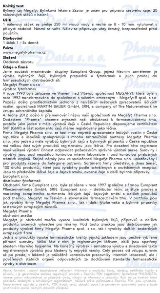 Příbalový leták - Megafyt Bylinková lékárna Zázvor 20x1.5g