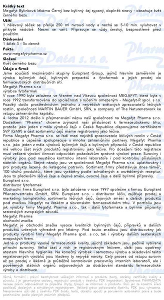 Příbalový leták - Megafyt Bylinková lékárna Černý bez 20x1.5g