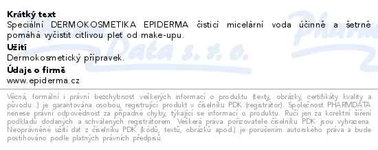 Příbalový leták - EPIDERMA bioaktivní CBD micelární voda, odličovač 300ml