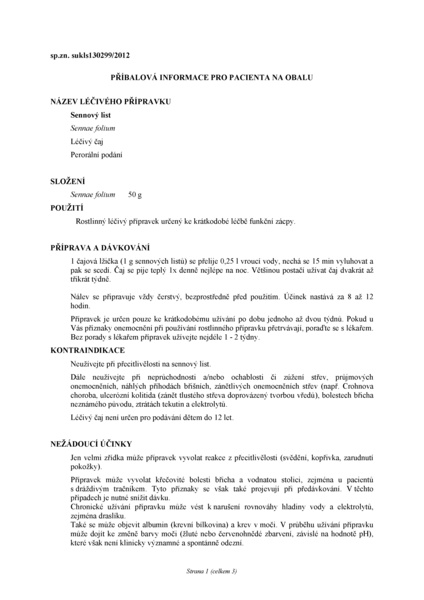 Příbalový leták (SUKL) - Megafyt Sennový list 50 g