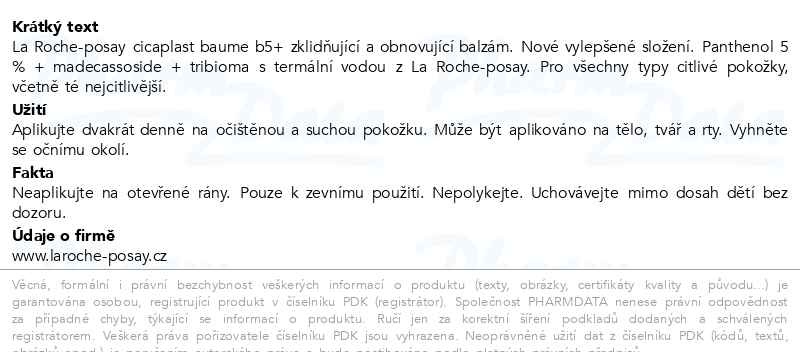 Příbalový leták - LA ROCHE-POSAY CICAPLAST balzám B5+ 15ml
