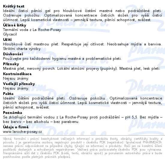 Příbalový leták - LA ROCHE-POSAY EFFACLAR Čisticí gel 400ml