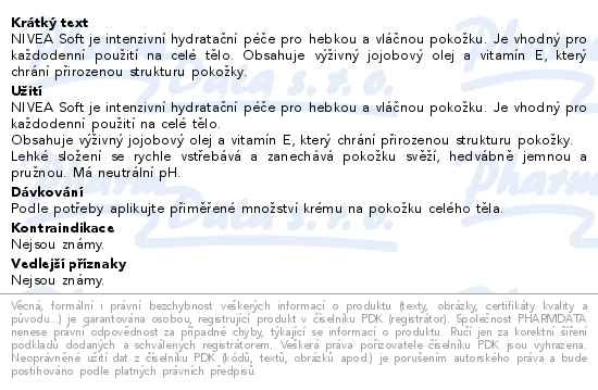 Příbalový leták - NIVEA Soft Svěží hydratační krém 300 ml