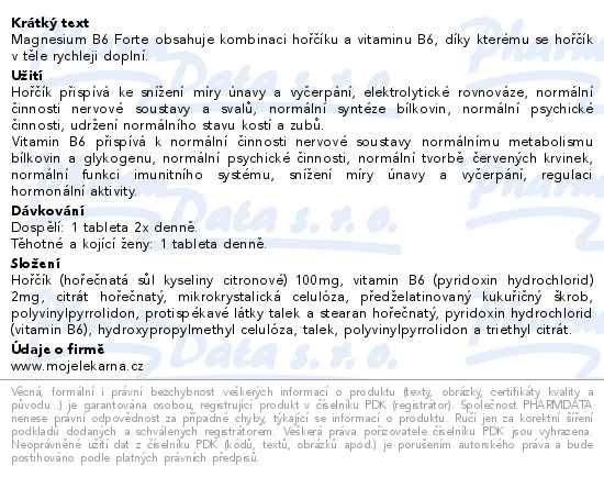 Příbalový leták - Magnesium B6 forte Moje lékárna 50+10 tablet