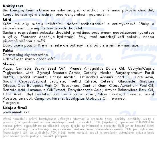 Příbalový leták - Annabis Footcann vyživující krém na nohy BIO 75ml