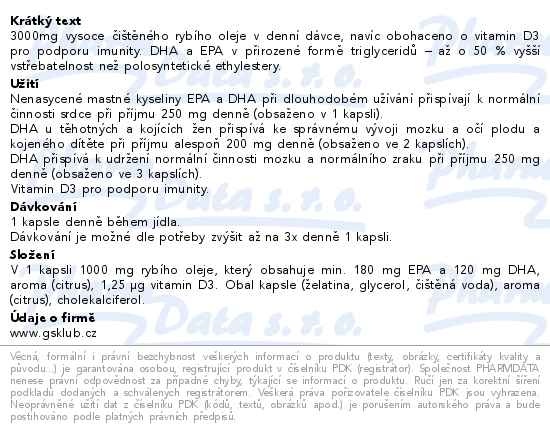 Příbalový leták - GS Omega 3 citrus 3000mg 100+60 kapslí dárek