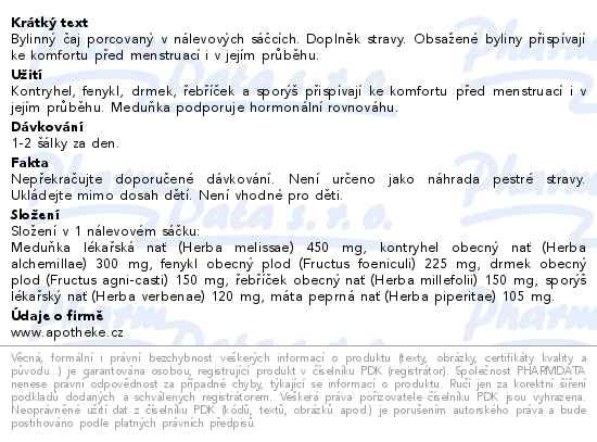Příbalový leták - Apotheke Menses s drmkem čaj 20x1.5g
