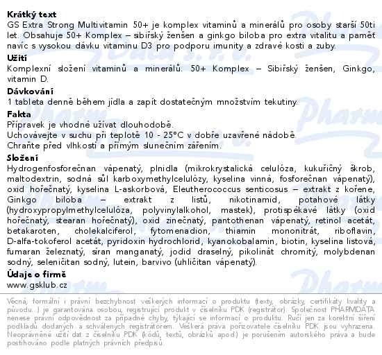 Příbalový leták - GS Extra Strong Multivitamin 50+ tbl.90+30