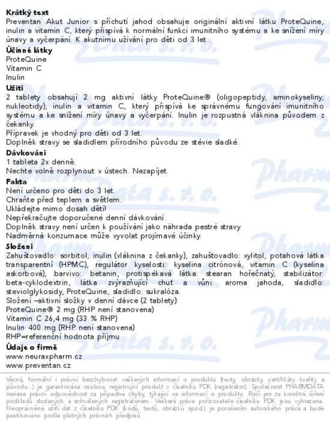 Příbalový leták - Preventan Akut Junior 30 tablet